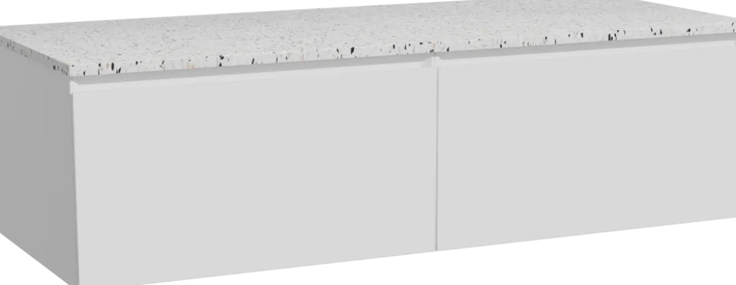 Storke Edge badkamermeubel met Tavola wastafelblad voor waskom(men)