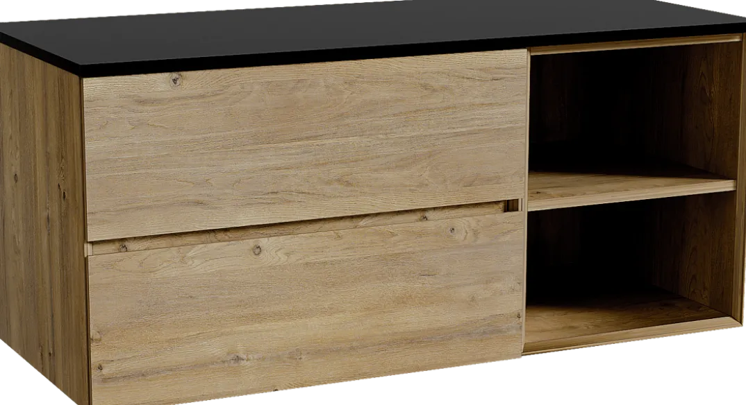 Storke Edge badkamermeubel met Panton wastafelblad voor waskom(men)