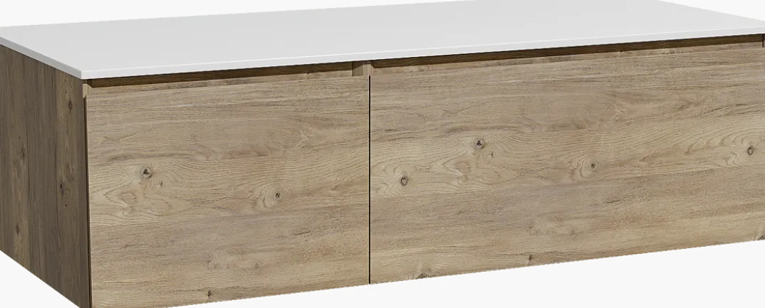 Storke Edge badkamermeubel met Tavola wastafelblad voor waskom(men)