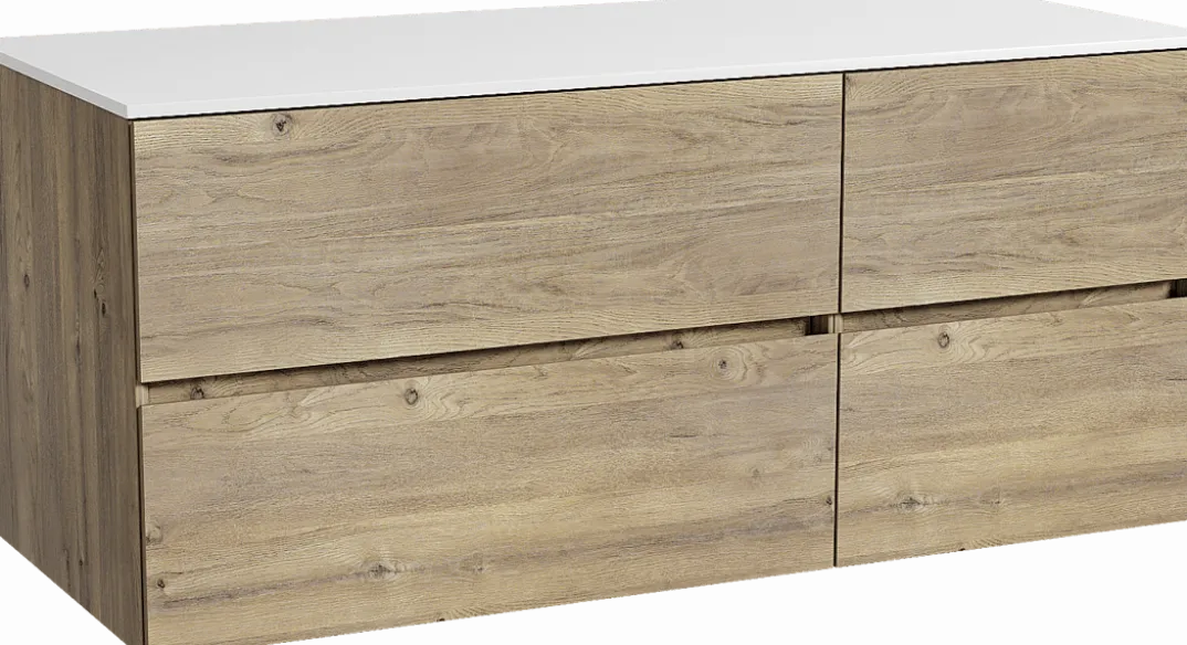 Storke Edge badkamermeubel met Tavola wastafelblad voor waskom(men)