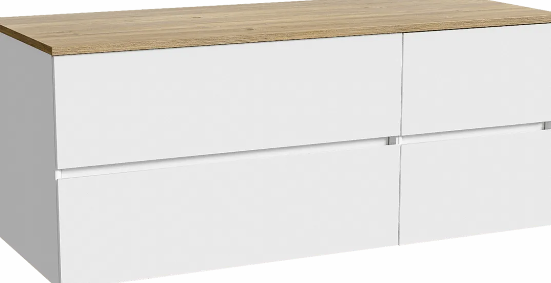 Storke Edge badkamermeubel met Panton wastafelblad voor waskom(men)