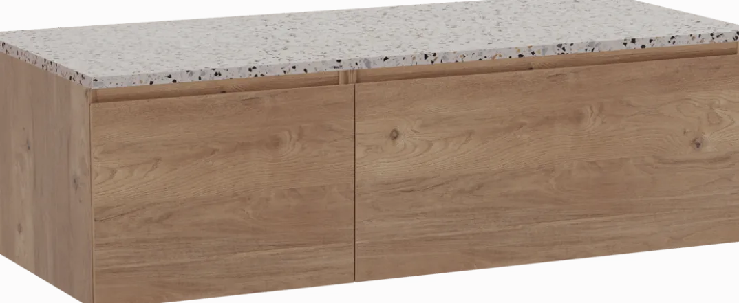 Storke Edge badkamermeubel met Tavola wastafelblad voor waskom(men)