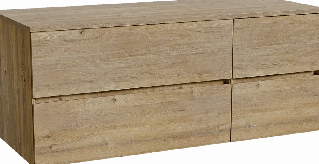 Storke Edge badkamermeubel met Panton wastafelblad voor waskom(men)