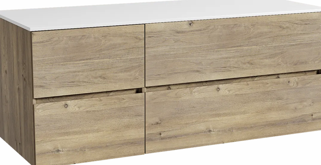 Storke Edge badkamermeubel met Tavola wastafelblad voor waskom(men)