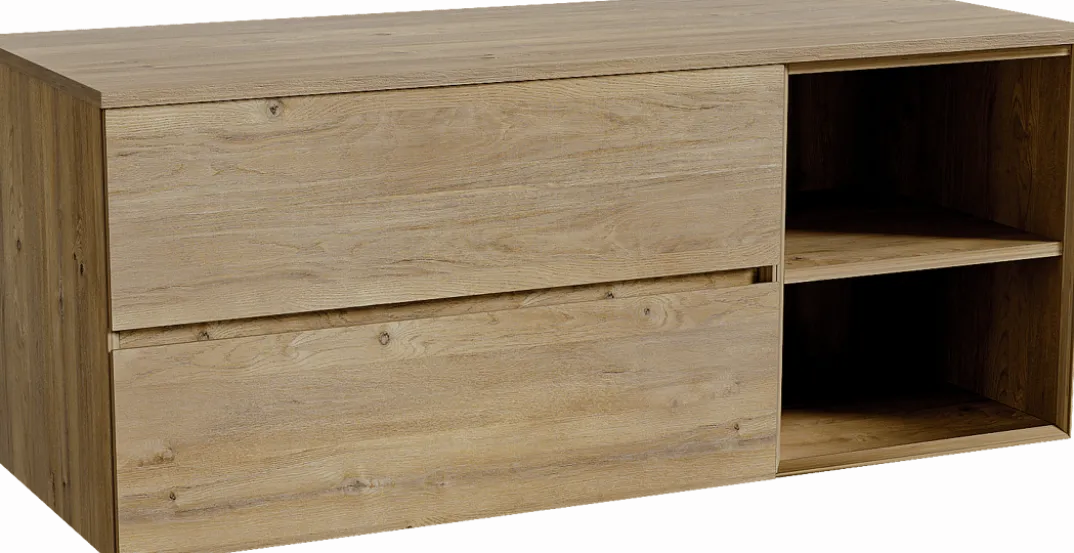 Storke Edge badkamermeubel met Panton wastafelblad voor waskom(men)
