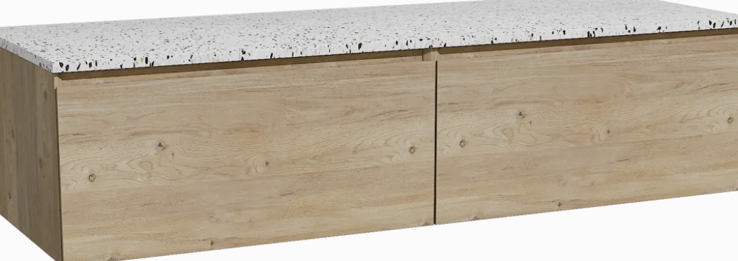 Storke Edge badkamermeubel met Tavola wastafelblad voor waskom(men)