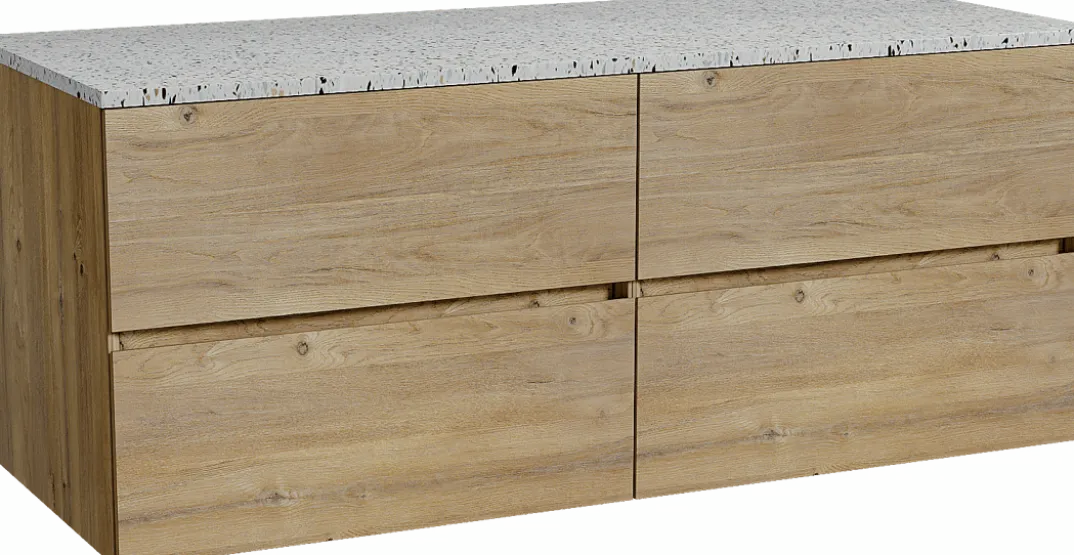 Storke Edge badkamermeubel met Tavola wastafelblad voor waskom(men)