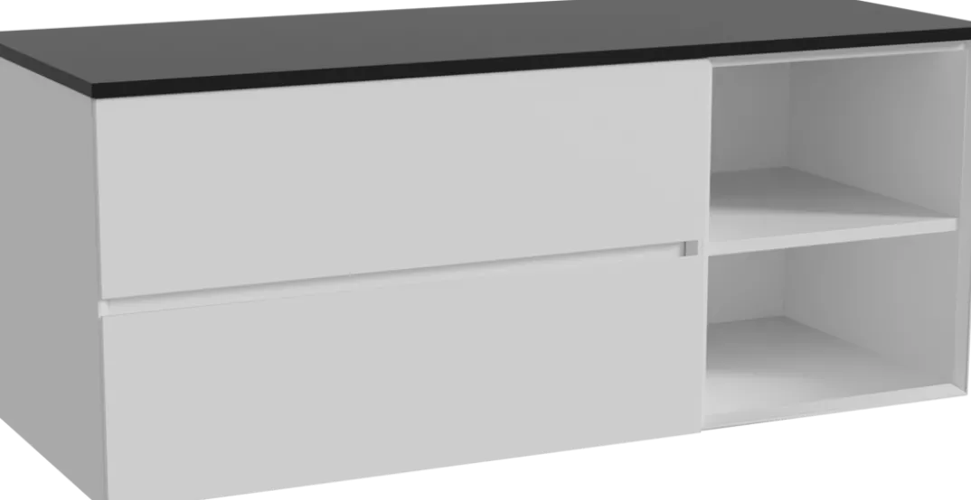 Storke Edge badkamermeubel met Panton wastafelblad voor waskom(men)