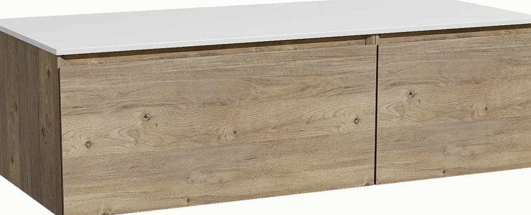 Storke Edge badkamermeubel met Tavola wastafelblad voor waskom(men)