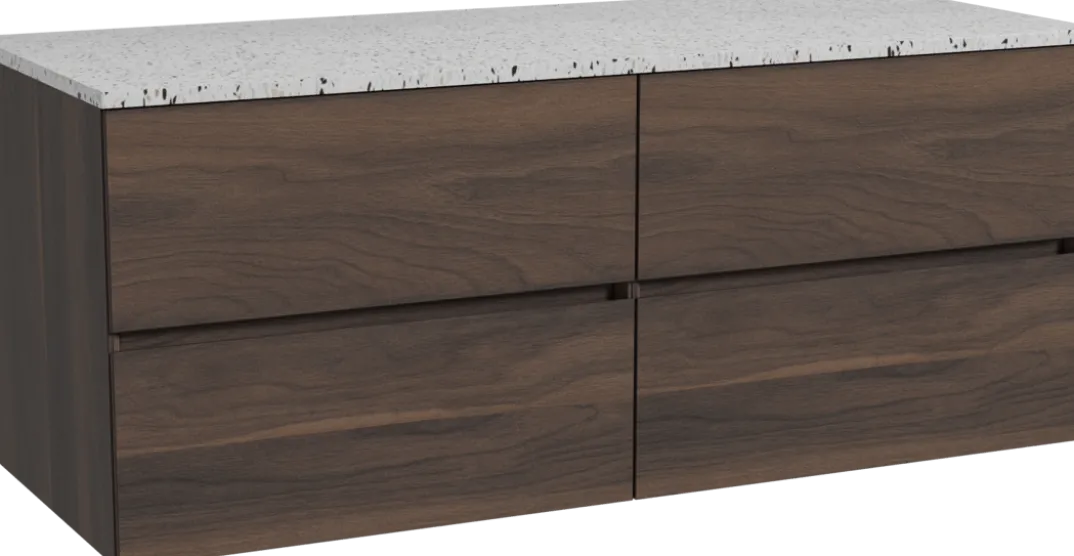 Storke Edge badkamermeubel met Tavola wastafelblad voor waskom(men)