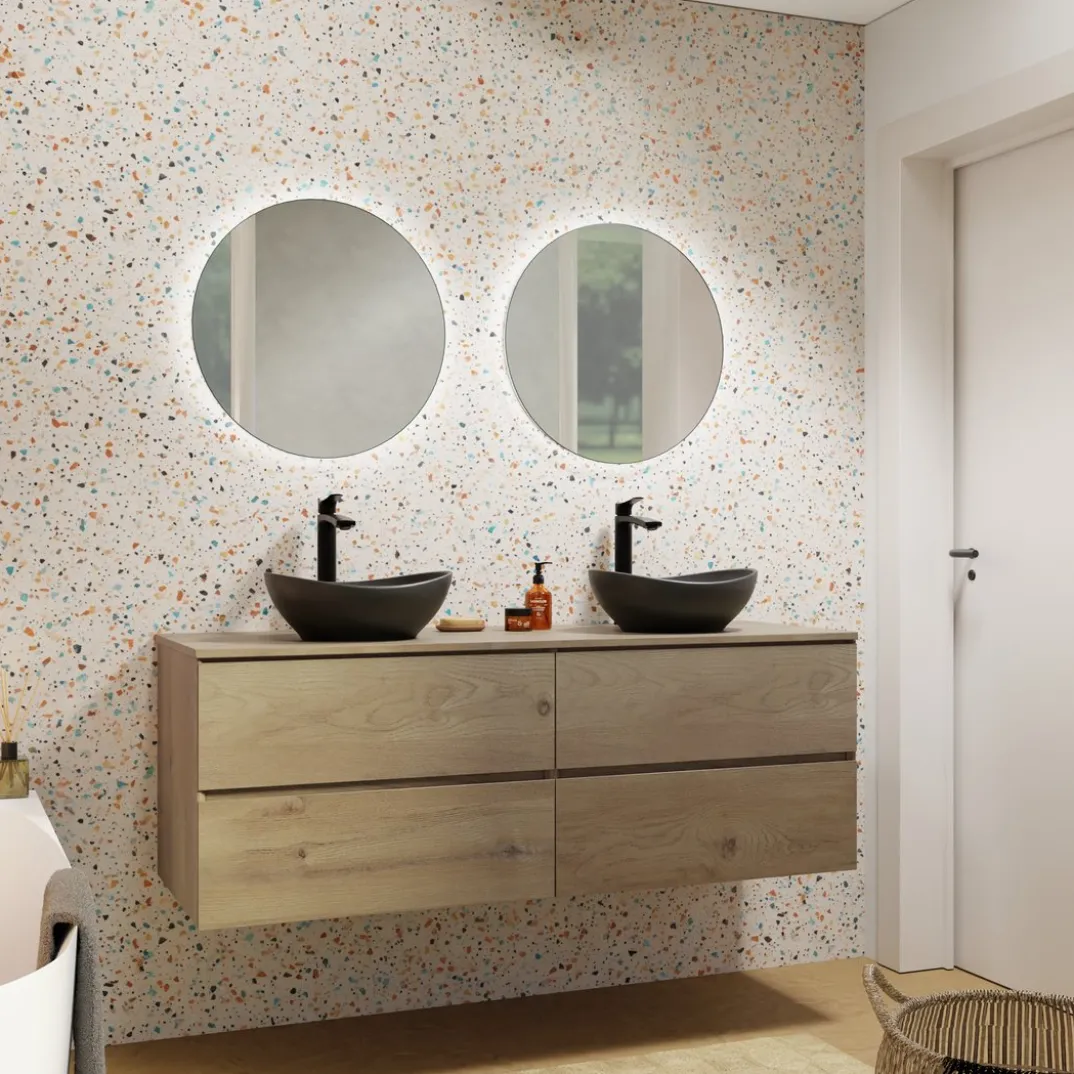 Storke Edge badkamermeubel met Panton wastafelblad voor waskom(men)