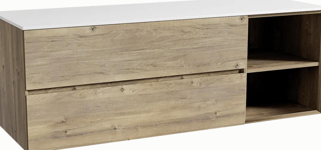 Storke Edge badkamermeubel met Tavola wastafelblad voor waskom(men)