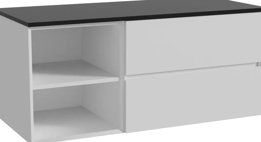 Storke Edge badkamermeubel met Panton wastafelblad voor waskom(men)