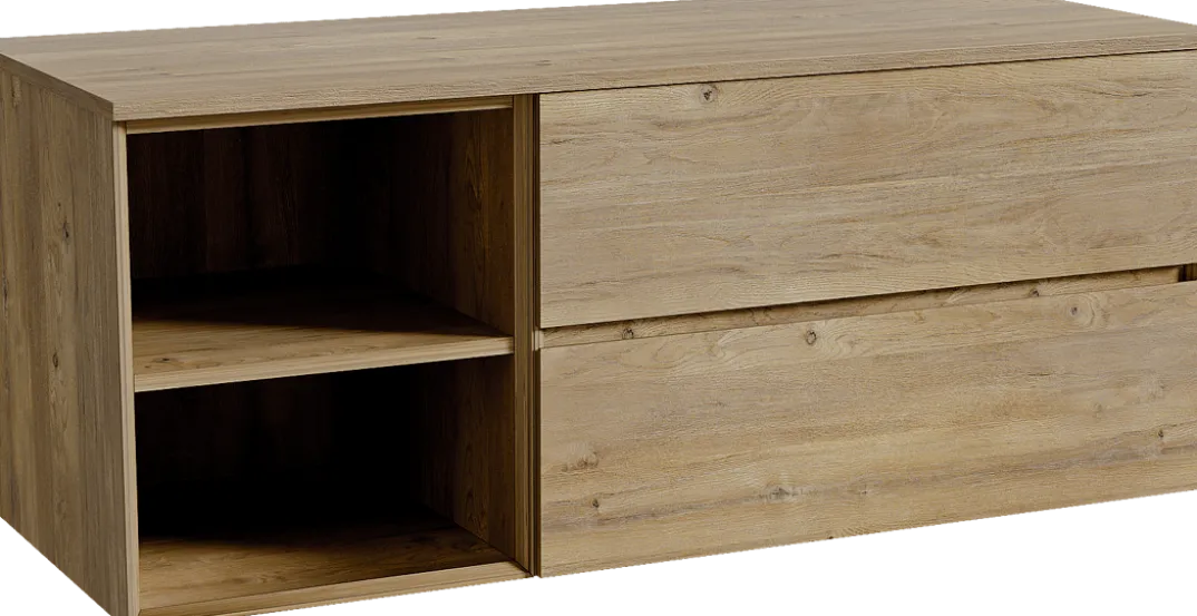 Storke Edge badkamermeubel met Panton wastafelblad voor waskom(men)