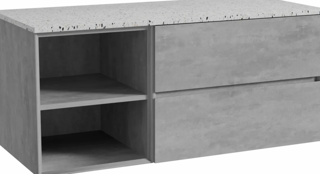 Storke Edge badkamermeubel met Tavola wastafelblad voor waskom(men)