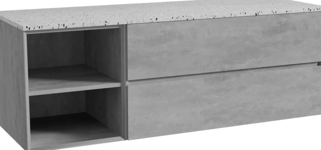 Storke Edge badkamermeubel met Tavola wastafelblad voor waskom(men)