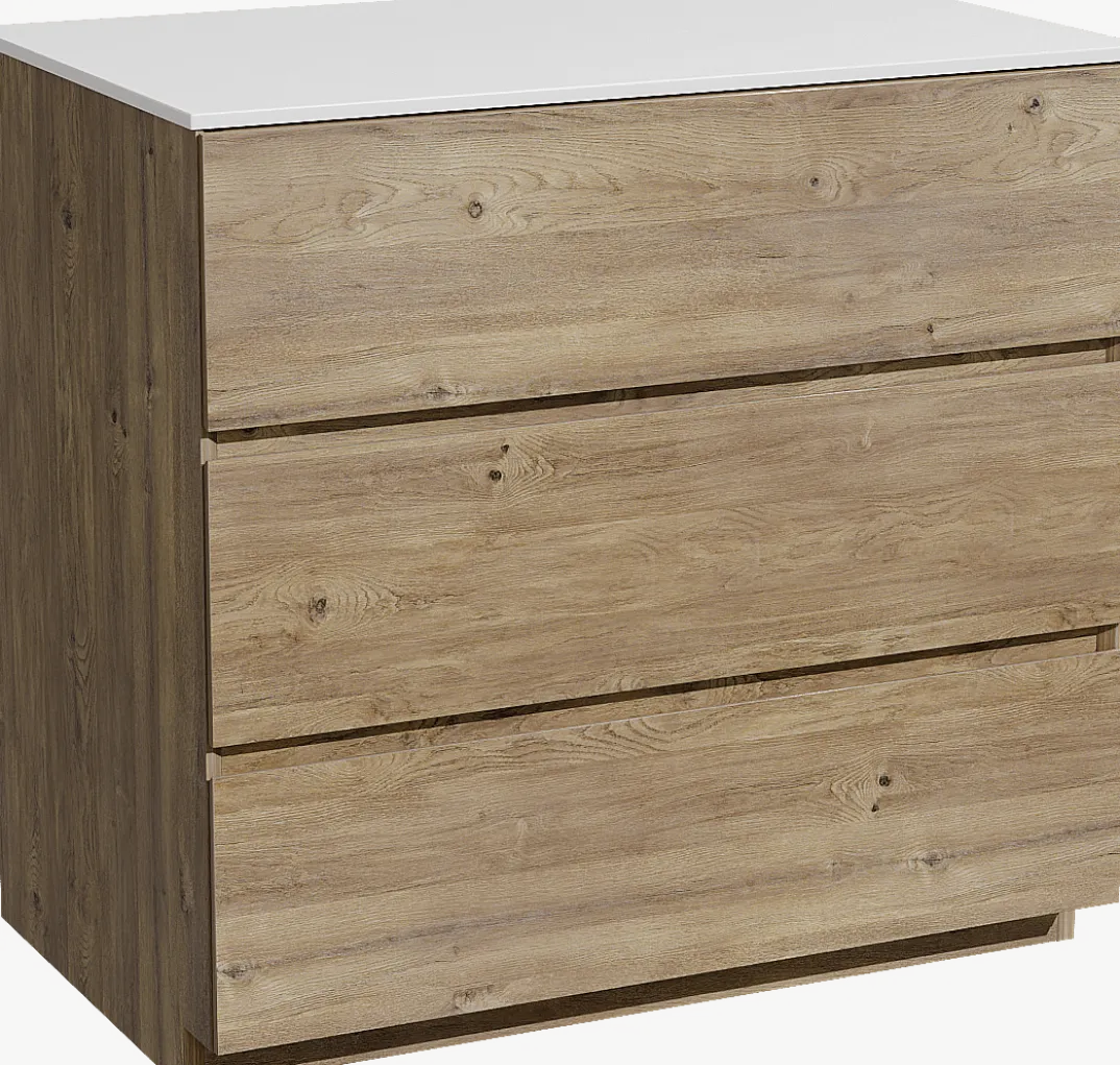 Storke Edge badkamermeubel met Tavola wastafelblad voor waskom(men)