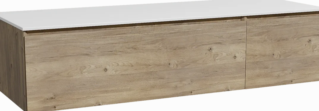 Storke Edge badkamermeubel met Tavola wastafelblad voor waskom(men)