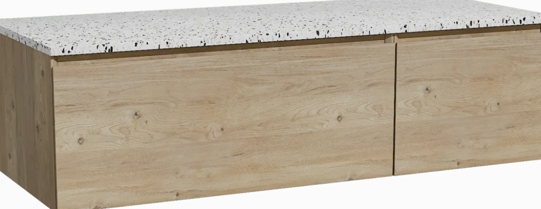 Storke Edge badkamermeubel met Tavola wastafelblad voor waskom(men)