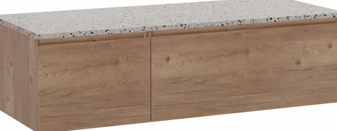 Storke Edge badkamermeubel met Tavola wastafelblad voor waskom(men)