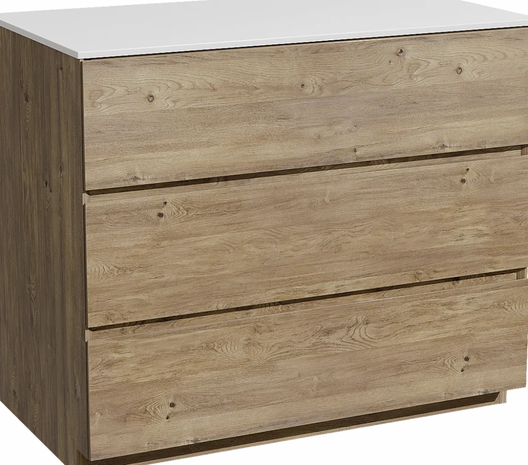 Storke Edge badkamermeubel met Tavola wastafelblad voor waskom(men)