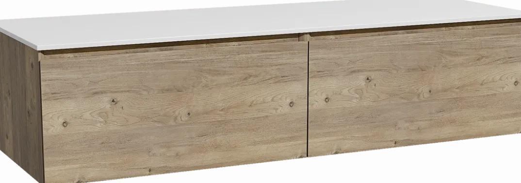 Storke Edge badkamermeubel met Tavola wastafelblad voor waskom(men)
