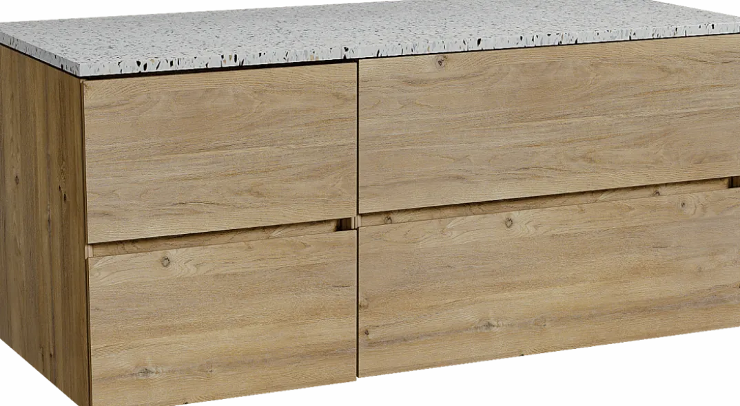 Storke Edge badkamermeubel met Tavola wastafelblad voor waskom(men)