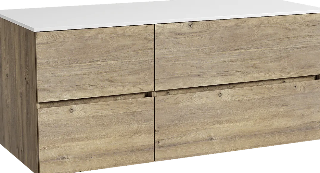 Storke Edge badkamermeubel met Tavola wastafelblad voor waskom(men)