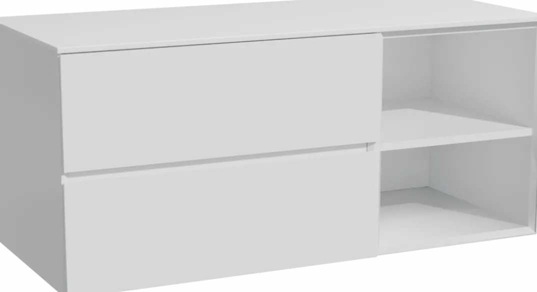 Storke Edge badkamermeubel met Tavola wastafelblad voor waskom(men)
