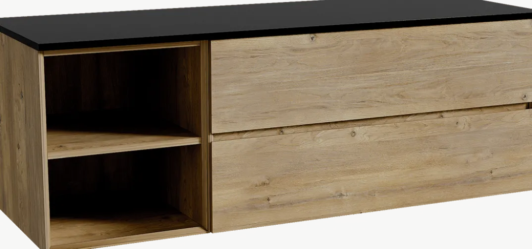 Storke Edge badkamermeubel met Panton wastafelblad voor waskom(men)