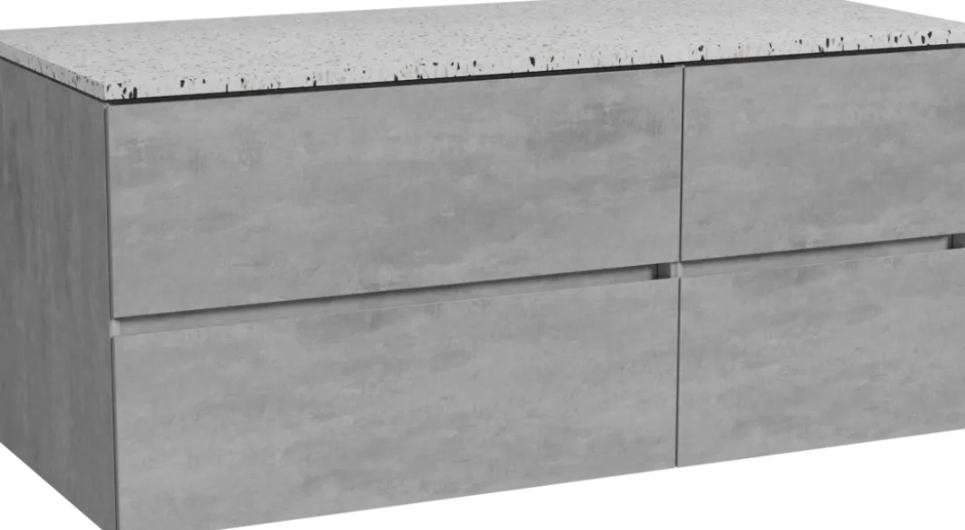 Storke Edge badkamermeubel met Tavola wastafelblad voor waskom(men)