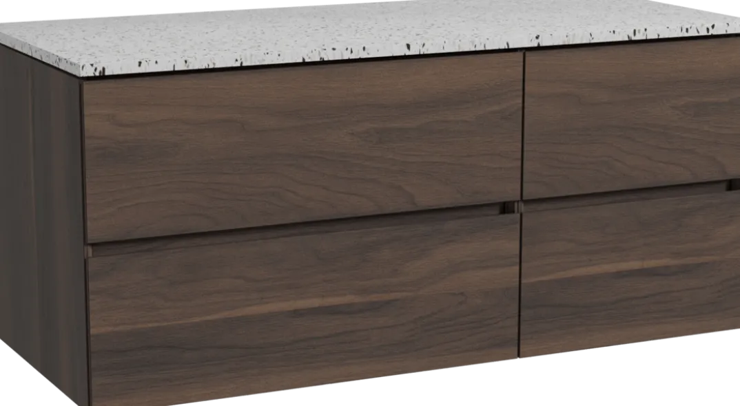 Storke Edge badkamermeubel met Tavola wastafelblad voor waskom(men)