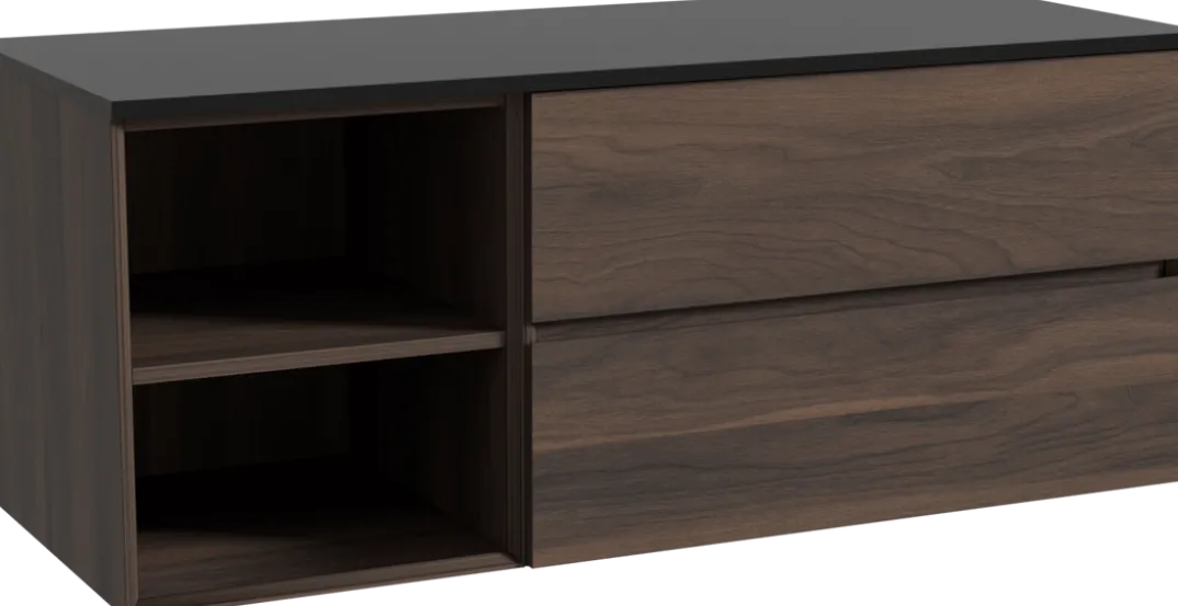 Storke Edge badkamermeubel met Panton wastafelblad voor waskom(men)