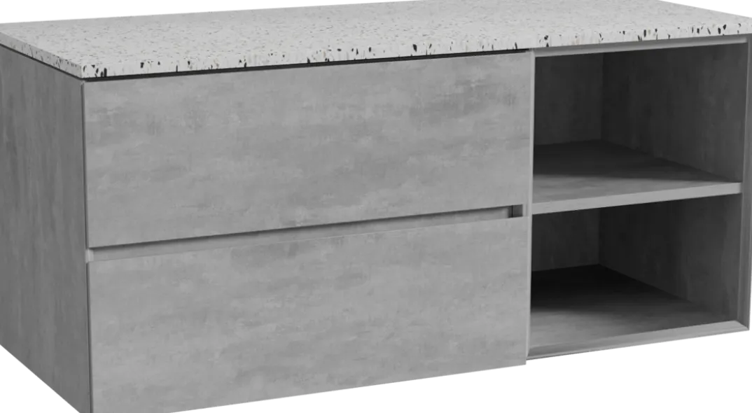 Storke Edge badkamermeubel met Tavola wastafelblad voor waskom(men)