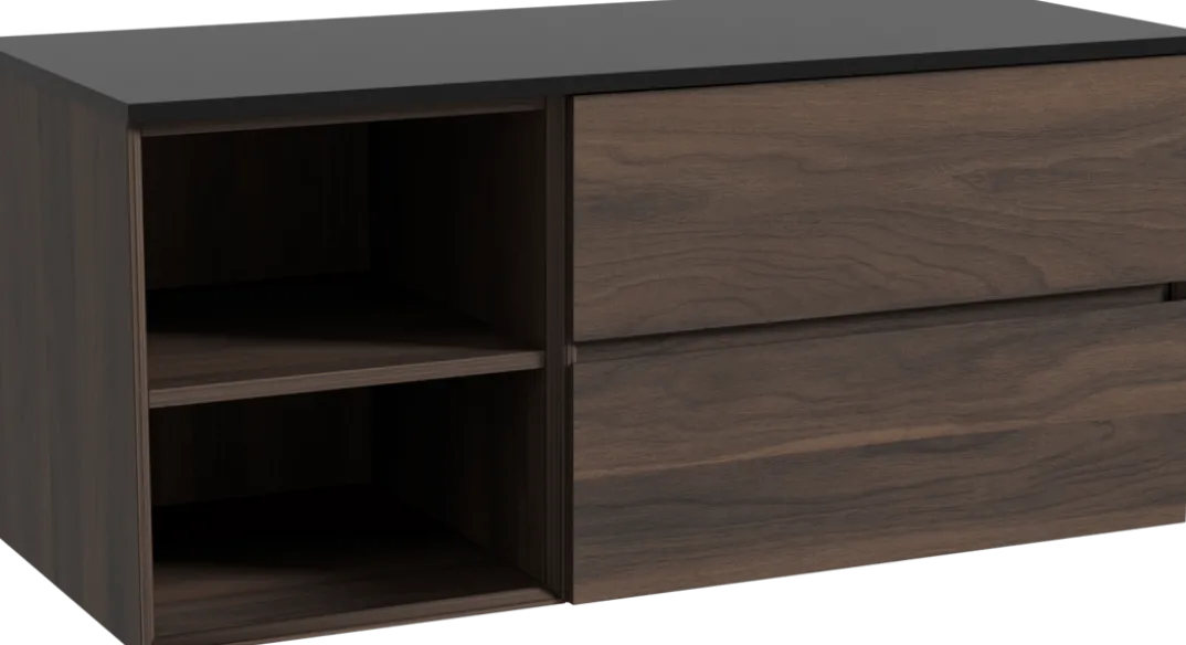 Storke Edge badkamermeubel met Panton wastafelblad voor waskom(men)