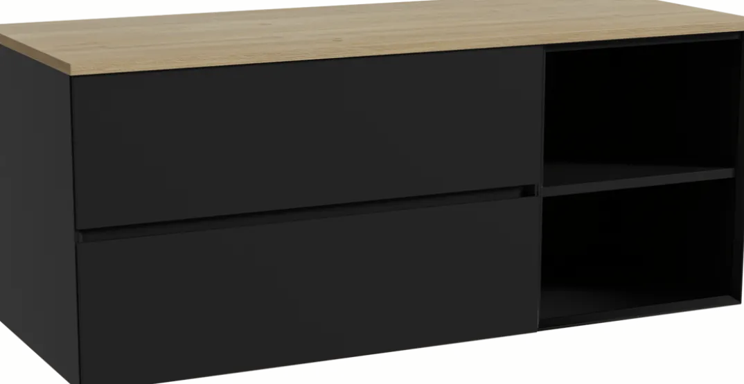 Storke Edge badkamermeubel met Panton wastafelblad voor waskom(men)