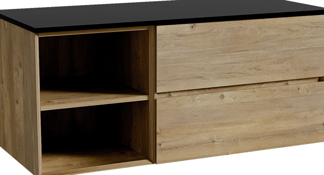 Storke Edge badkamermeubel met Panton wastafelblad voor waskom(men)