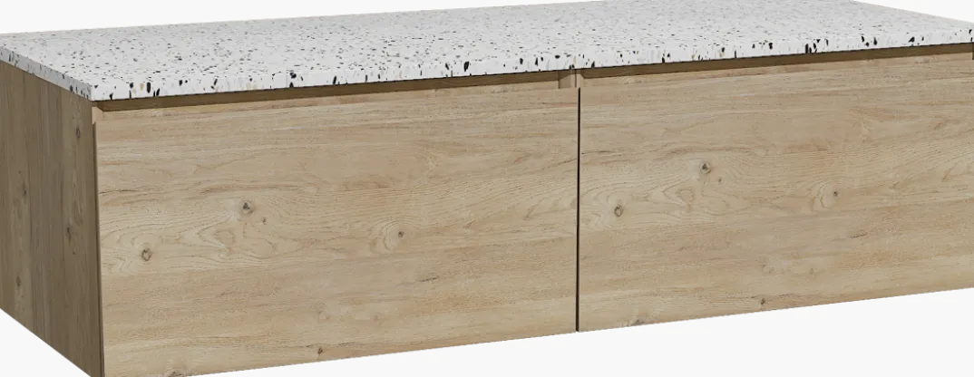 Storke Edge badkamermeubel met Tavola wastafelblad voor waskom(men)