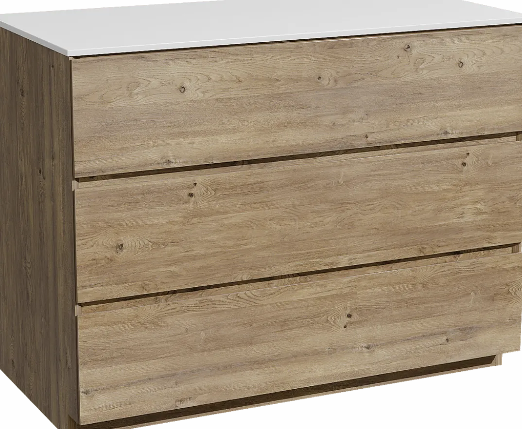 Storke Edge badkamermeubel met Tavola wastafelblad voor waskom(men)