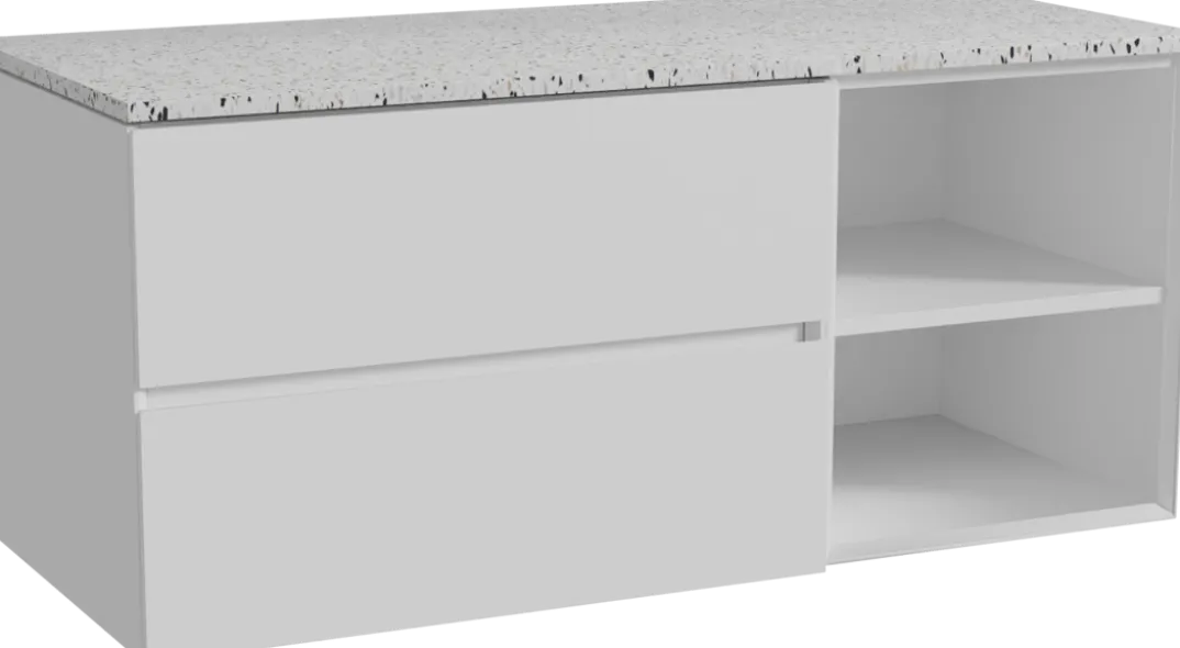 Storke Edge badkamermeubel met Tavola wastafelblad voor waskom(men)