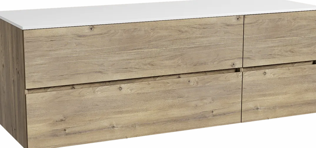 Storke Edge badkamermeubel met Tavola wastafelblad voor waskom(men)
