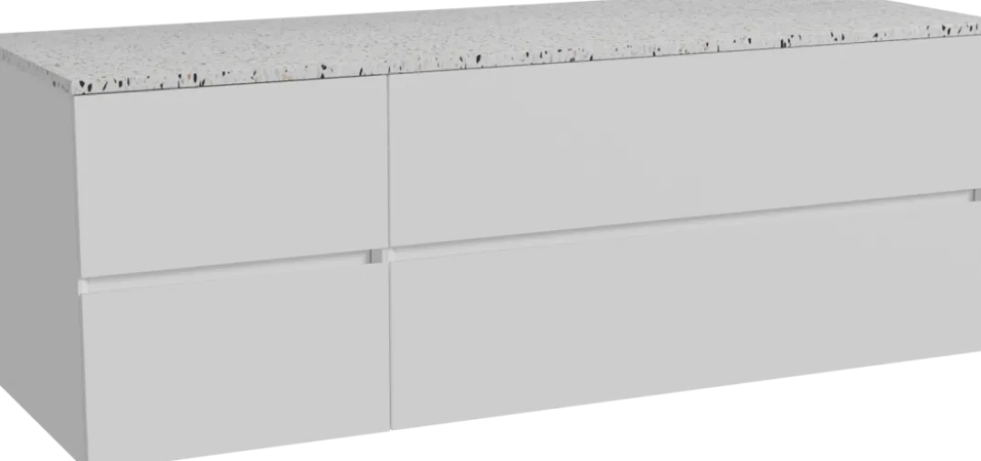 Storke Edge badkamermeubel met Tavola wastafelblad voor waskom(men)