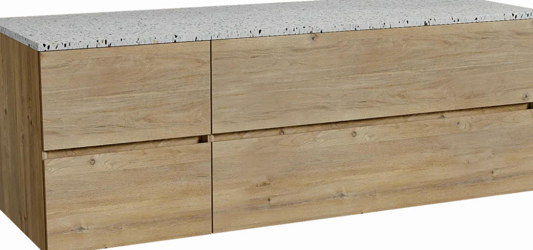 Storke Edge badkamermeubel met Tavola wastafelblad voor waskom(men)