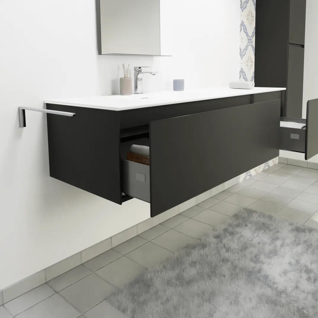 Storke Edge badkamermeubel met Panton wastafelblad voor waskom(men)
