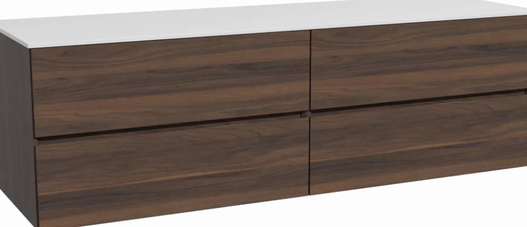 Storke Edge badkamermeubel met Tavola wastafelblad voor waskom(men)