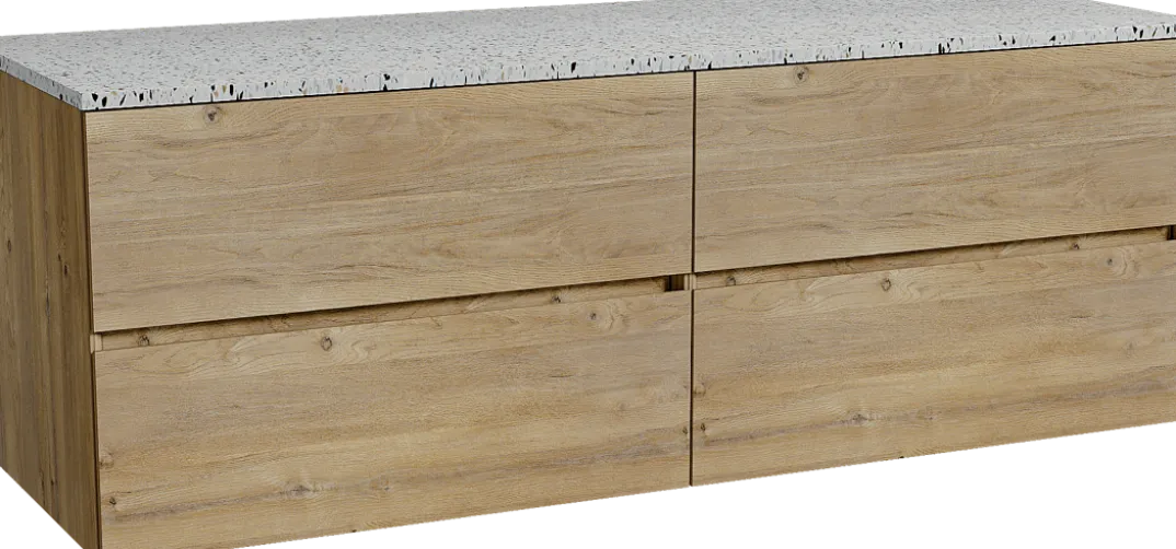 Storke Edge badkamermeubel met Tavola wastafelblad voor waskom(men)