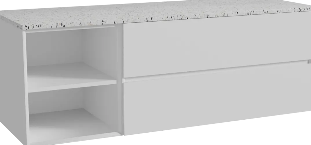 Storke Edge badkamermeubel met Tavola wastafelblad voor waskom(men)