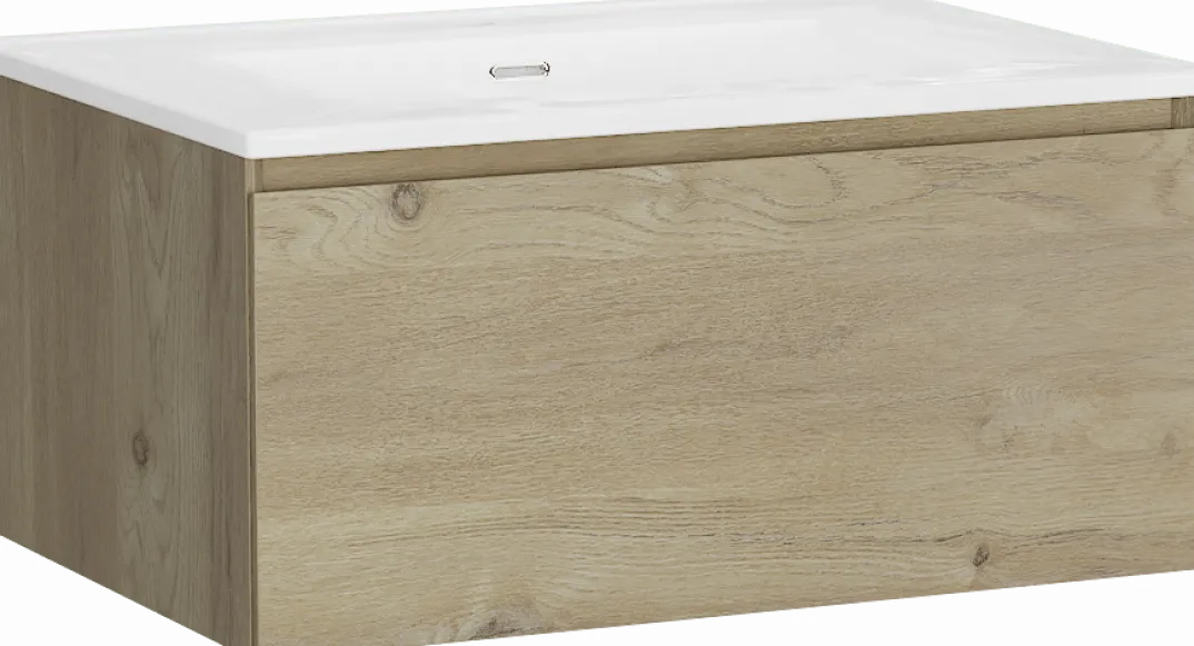 Storke Edge badkamermeubel met Kera wastafel, afvoerplug inbegrepen