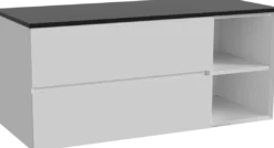 Storke Edge badkamermeubel met Panton wastafelblad voor waskom(men)