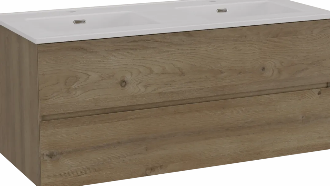 Storke Edge badkamermeubel met Kera wastafel, afvoerpluggen inbegrepen